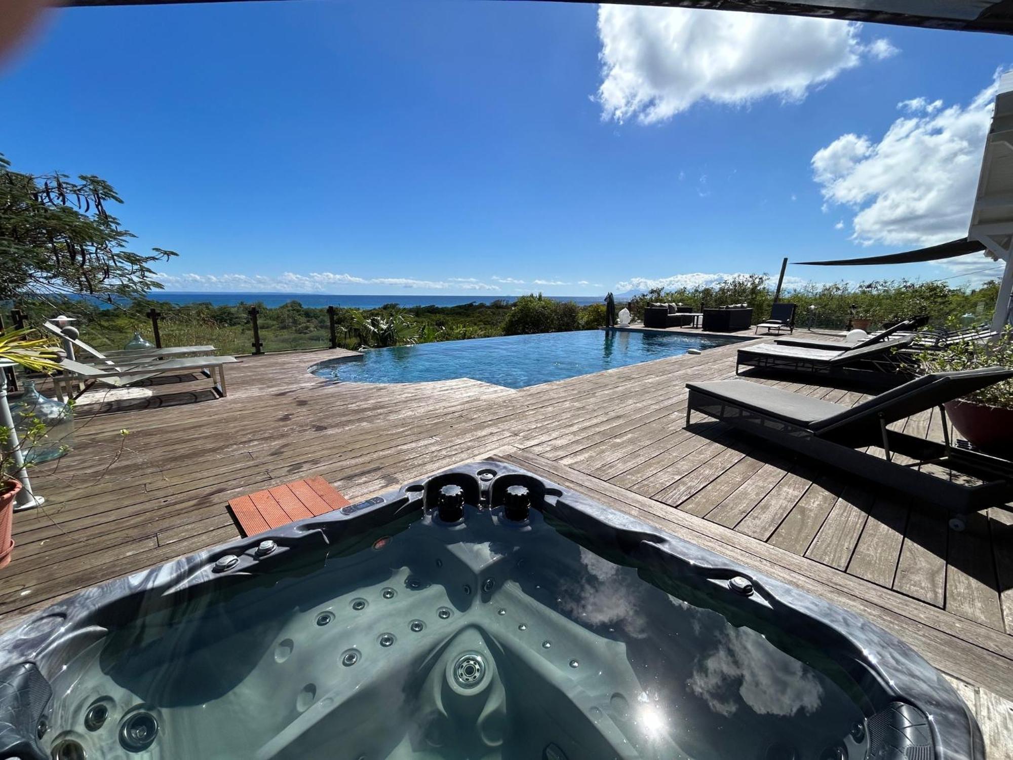 Villa Deluxe L'Hacienda Villa Vue Mer 180 Piscine Jacuzzi Proche Plage Marina Golf Pointe Des Chateaux Et Casino Jardin Clos Voyage Durable Saint-Francois  Exterior foto