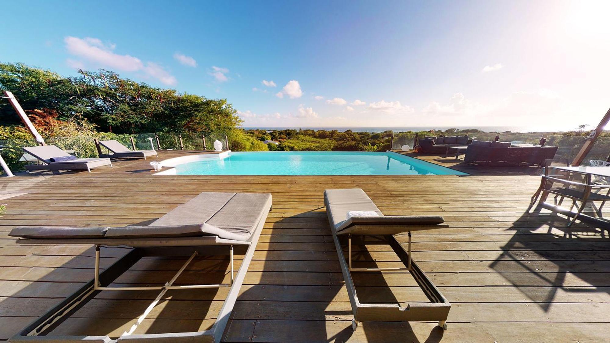 Villa Deluxe L'Hacienda Villa Vue Mer 180 Piscine Jacuzzi Proche Plage Marina Golf Pointe Des Chateaux Et Casino Jardin Clos Voyage Durable Saint-Francois  Quarto foto