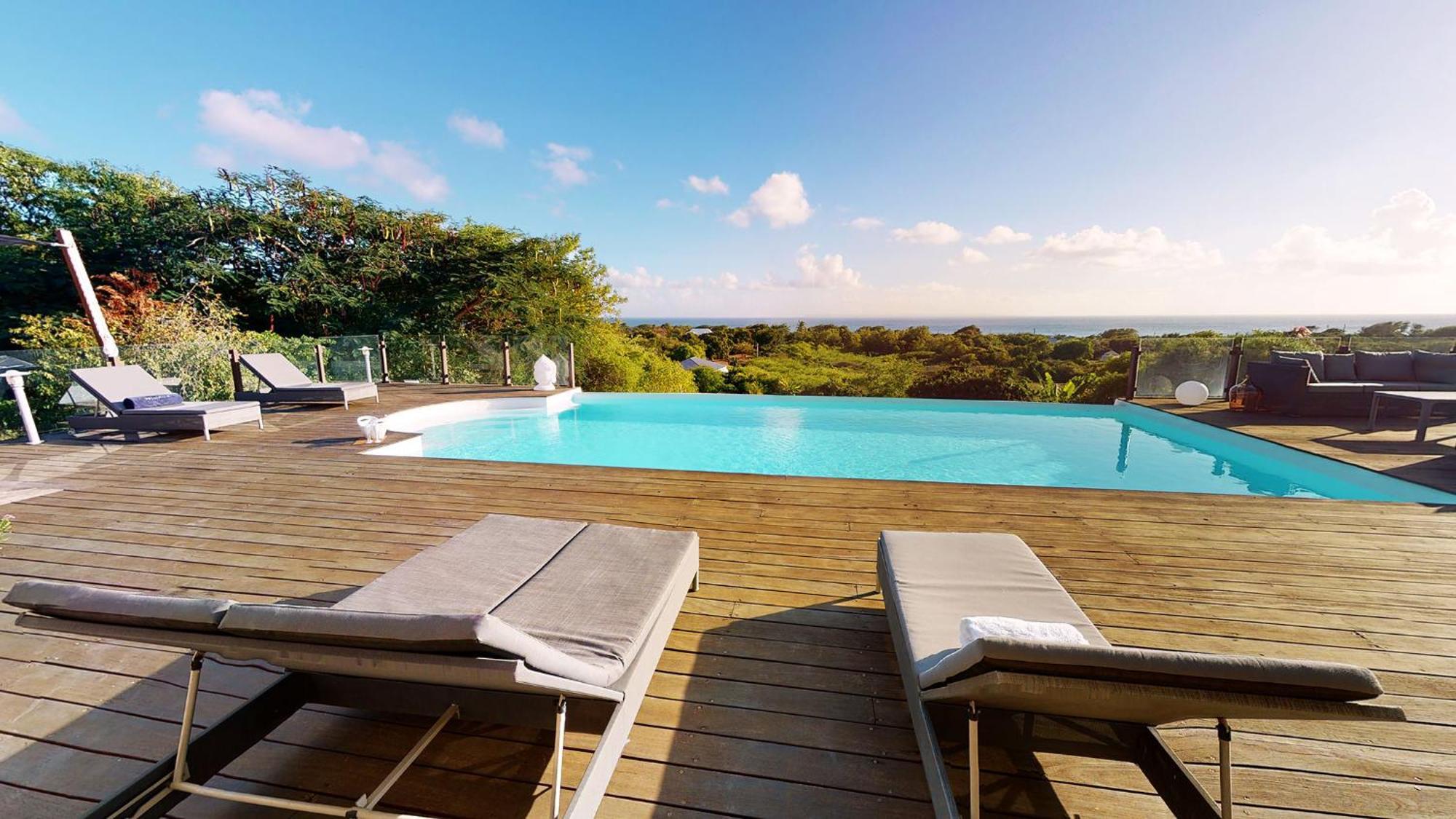 Villa Deluxe L'Hacienda Villa Vue Mer 180 Piscine Jacuzzi Proche Plage Marina Golf Pointe Des Chateaux Et Casino Jardin Clos Voyage Durable Saint-Francois  Quarto foto